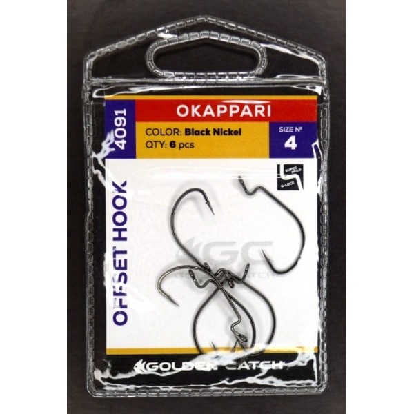 Гачки для лову риби, GC Offset Okkapari 4091, 6шт/уп, колір BN, №4